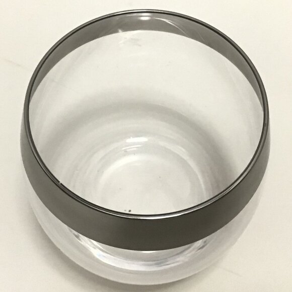 Mid Century Vintage Dorthy Thorpe Roly Poly Glass Set of 2 Thick Silver tone Rim - Picture 5 of 5